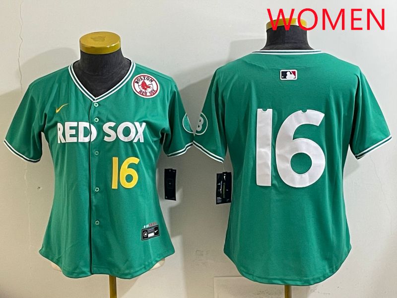 Women Boston Red Sox #16 No Name Green Joint Name Nike 2025 MLB Jersey style 6